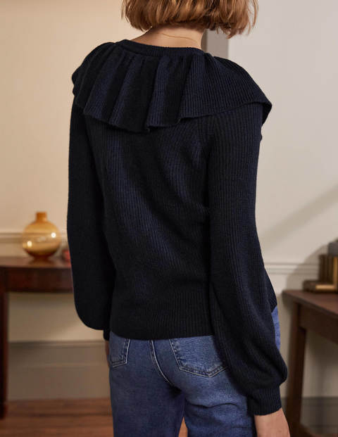 Fluffy Frill Collar Jumper - Navy Fluffy Frill Collar Jumper - Navy