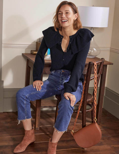 Fluffy Frill Collar Jumper - Navy Fluffy Frill Collar Jumper - Navy