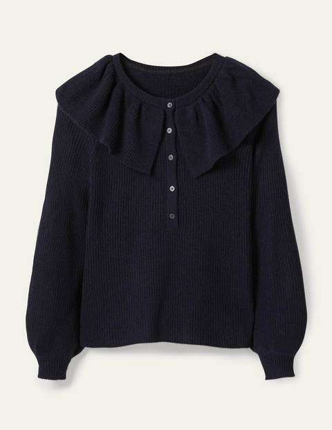 Fluffy Frill Collar Jumper - Navy Fluffy Frill Collar Jumper - Navy