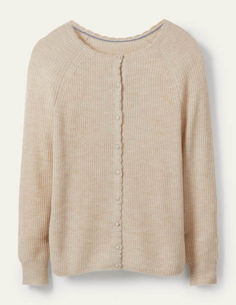 Ella Scallop Fluffy Cardigan - Oatmeal Melange Ella Scallop Fluffy Cardigan - Oatmeal Melange