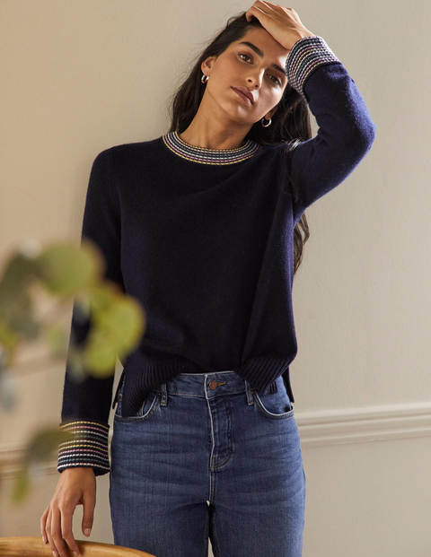 Cashmere Cuff Detail Jumper - Sapphire Blue Cashmere Cuff Detail Jumper - Sapphire Blue