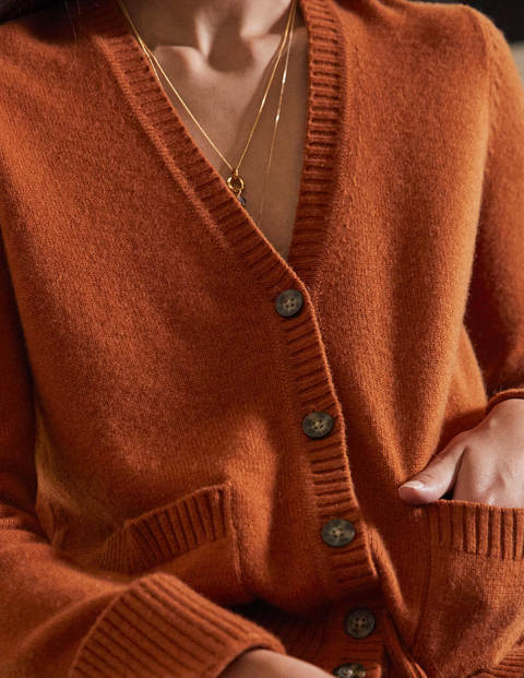 Cashmere Cuff Detail Cardigan - Carnelian Red Cashmere Cuff Detail Cardigan - Carnelian Red