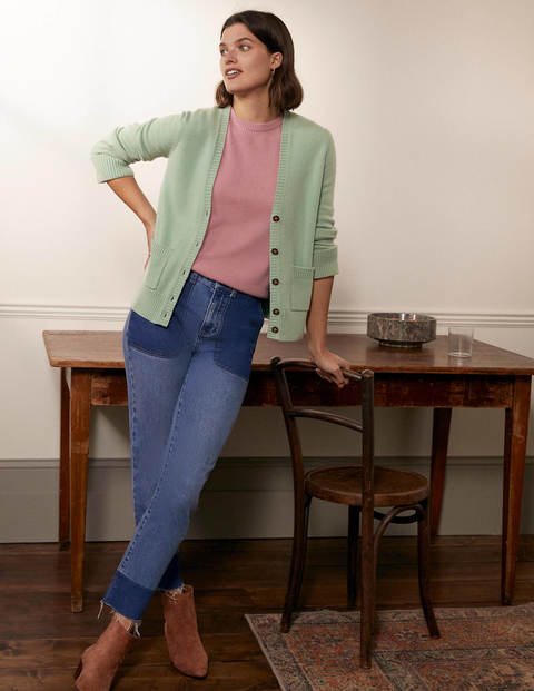 Kaschmircardigan mit breiten Bündchen - Peridotgrün Kaschmircardigan mit breiten Bündchen - Peridotgrün