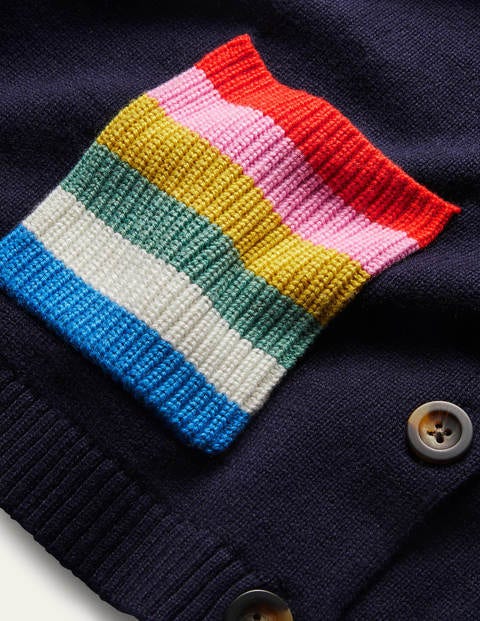 Lässiger Cardigan mit gestreifter Tasche - Navy Lässiger Cardigan mit gestreifter Tasche - Navy