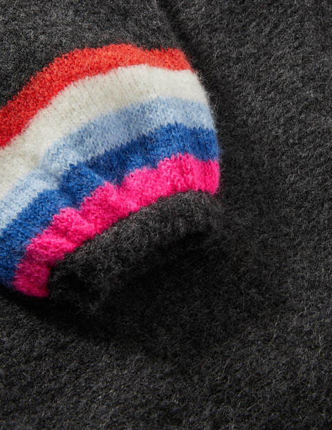 Fluffy Stripe Sweater - Charcoal Melange Fluffy Stripe Sweater - Charcoal Melange