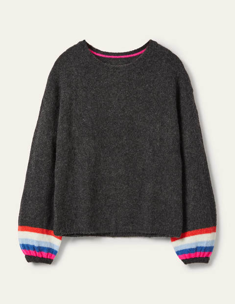 Fluffy Stripe Sweater - Charcoal Melange Fluffy Stripe Sweater - Charcoal Melange