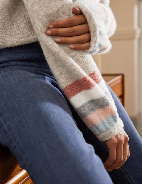 Fluffy Stripe Sweater - Oatmeal Melange Fluffy Stripe Sweater - Oatmeal Melange
