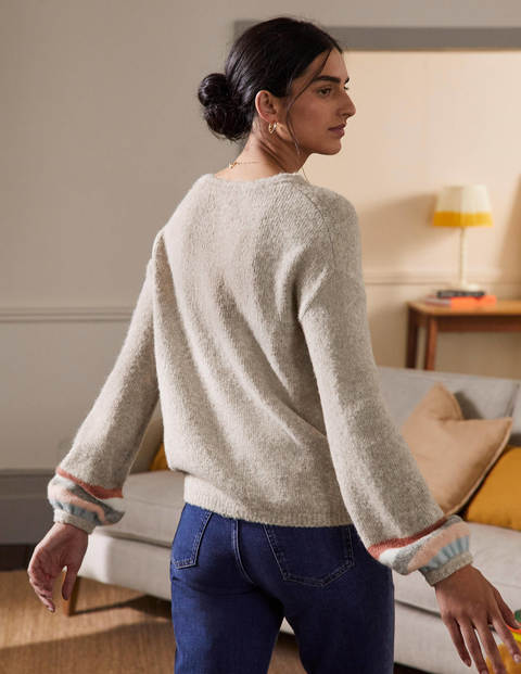Fluffy Stripe Sweater - Oatmeal Melange Fluffy Stripe Sweater - Oatmeal Melange