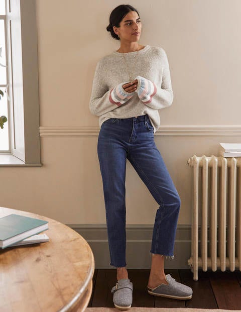Fluffy Stripe Sweater - Oatmeal Melange Fluffy Stripe Sweater - Oatmeal Melange