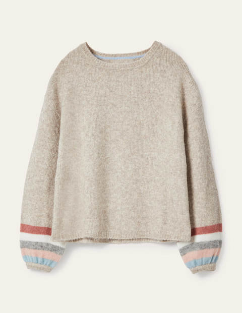 Fluffy Stripe Sweater - Oatmeal Melange Fluffy Stripe Sweater - Oatmeal Melange