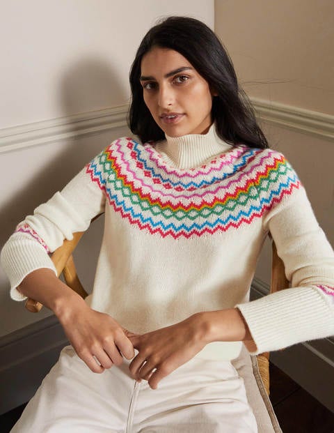 Anna Cashmere Jumper - Pearl Fair Isle Anna Cashmere Jumper - Pearl Fair Isle
