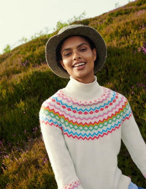 Anna Cashmere Jumper - Pearl Fair Isle Anna Cashmere Jumper - Pearl Fair Isle