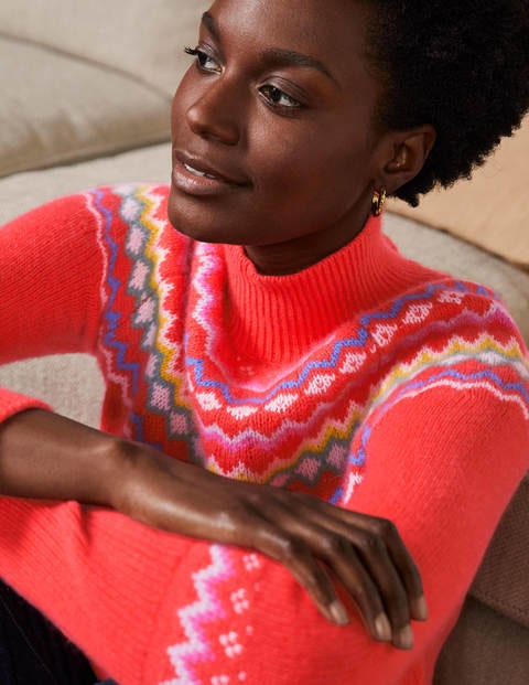 Anna Cashmere Jumper - Coral Fair Isle Anna Cashmere Jumper - Coral Fair Isle