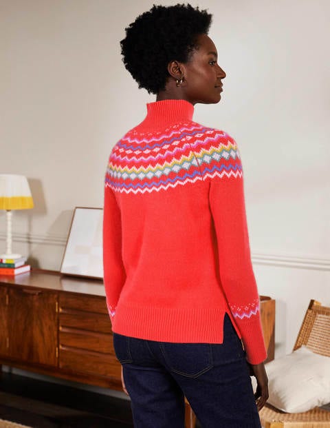 Anna Cashmere Jumper - Coral Fair Isle Anna Cashmere Jumper - Coral Fair Isle