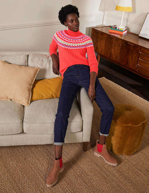 Anna Cashmere Jumper - Coral Fair Isle Anna Cashmere Jumper - Coral Fair Isle