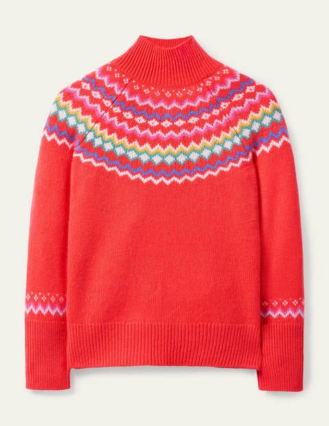Anna Cashmere Jumper - Coral Fair Isle Anna Cashmere Jumper - Coral Fair Isle