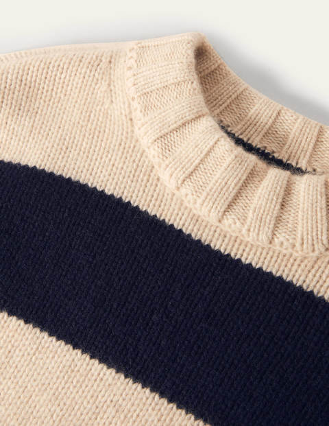 Diana Grobstrickpullover aus Kaschmir - Saphirblau, Gestreift Diana Grobstrickpullover aus Kaschmir - Saphirblau, Gestreift