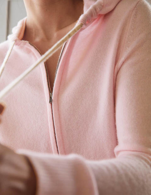 Kaschmir-Hoodie mit Reißverschluss - Morganitrosa, Milchshake Kaschmir-Hoodie mit Reißverschluss - Morganitrosa, Milchshake
