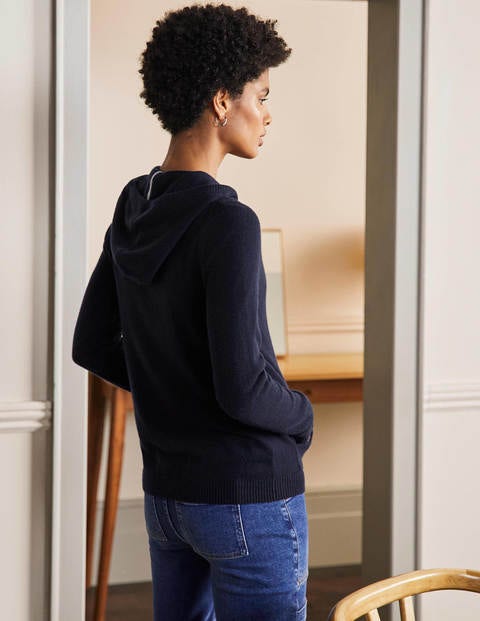 Cashmere Zip-up Hoodie - Navy Cashmere Zip-up Hoodie - Navy