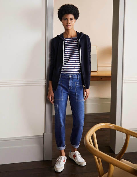 Cashmere Zip-up Hoodie - Navy Cashmere Zip-up Hoodie - Navy