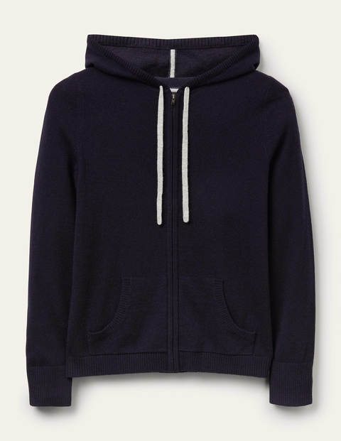 Cashmere Zip-up Hoodie - Navy Cashmere Zip-up Hoodie - Navy