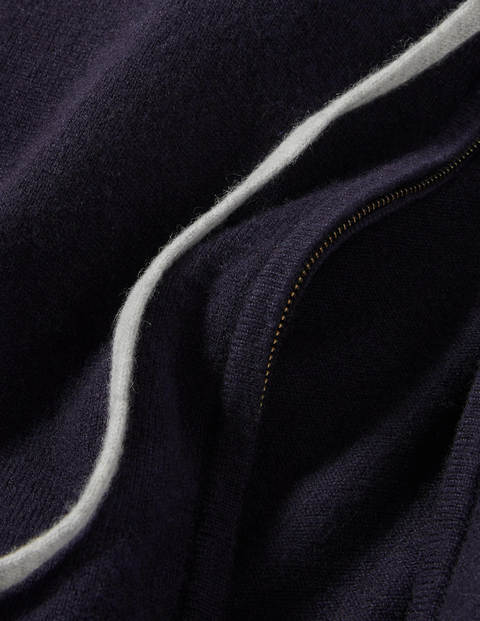 Cashmere Zip-up Hoodie - Navy Cashmere Zip-up Hoodie - Navy