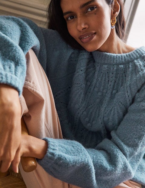 Lockerer Pullover mit Zopfstrickmuster - Airforce Lockerer Pullover mit Zopfstrickmuster - Airforce