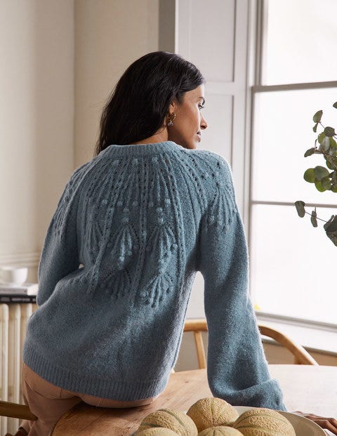 Lockerer Pullover mit Zopfstrickmuster - Airforce Lockerer Pullover mit Zopfstrickmuster - Airforce