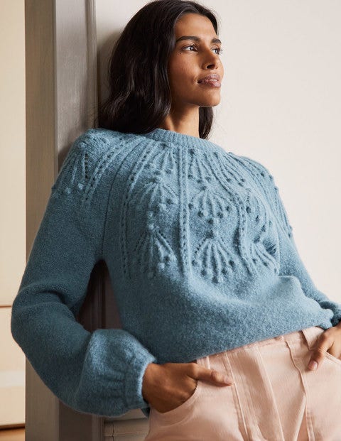 Lockerer Pullover mit Zopfstrickmuster - Airforce Lockerer Pullover mit Zopfstrickmuster - Airforce