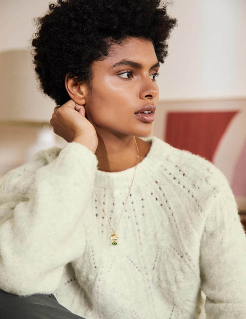 Relaxed Cable Sweater - Ivory Melange Relaxed Cable Sweater - Ivory Melange
