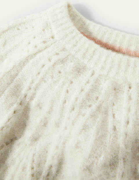 Relaxed Cable Sweater - Ivory Melange Relaxed Cable Sweater - Ivory Melange