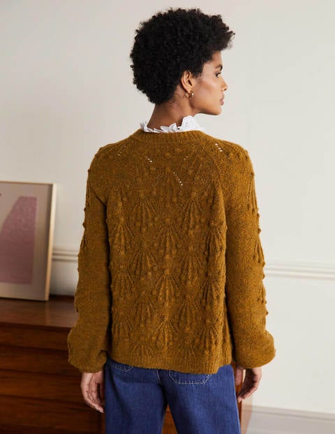 brown cable cardigan