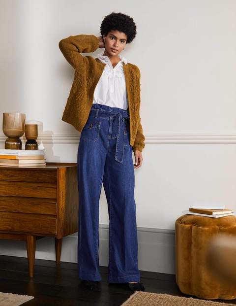 Lockerer Cardigan mit Zopfstrickmuster - Altes Moosgrün Lockerer Cardigan mit Zopfstrickmuster - Altes Moosgrün