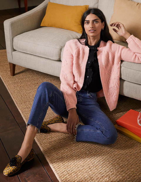 Lockerer Cardigan mit Zopfstrickmuster - Milchshake Lockerer Cardigan mit Zopfstrickmuster - Milchshake