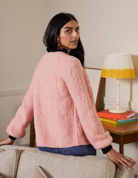 Lockerer Cardigan mit Zopfstrickmuster - Milchshake Lockerer Cardigan mit Zopfstrickmuster - Milchshake