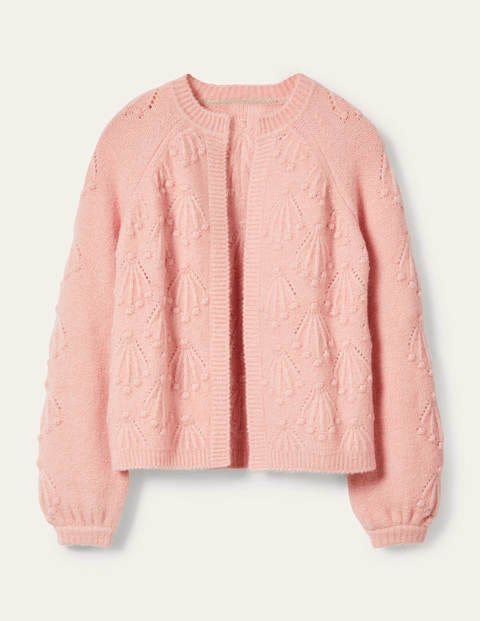 Lockerer Cardigan mit Zopfstrickmuster - Milchshake Lockerer Cardigan mit Zopfstrickmuster - Milchshake