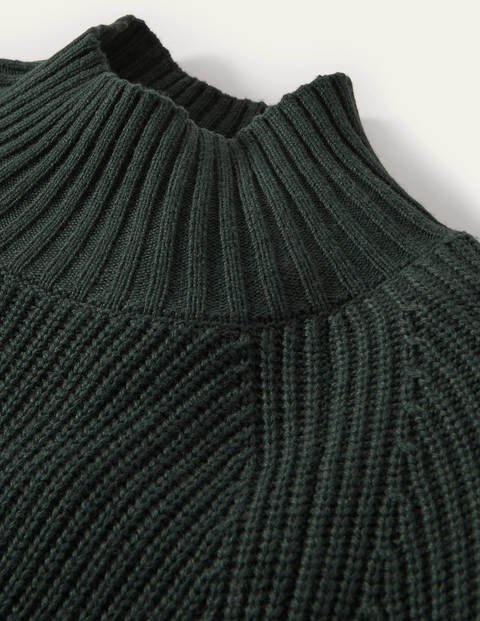 Mia Gerippter Pullover mit hohem Kragen - Mitternachtsgrün Mia Gerippter Pullover mit hohem Kragen - Mitternachtsgrün