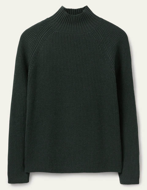 Mia Gerippter Pullover mit hohem Kragen - Mitternachtsgrün Mia Gerippter Pullover mit hohem Kragen - Mitternachtsgrün