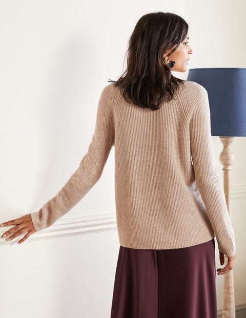 Mia Ribbed High Neck Jumper - Oatmeal Melange Mia Ribbed High Neck Jumper - Oatmeal Melange