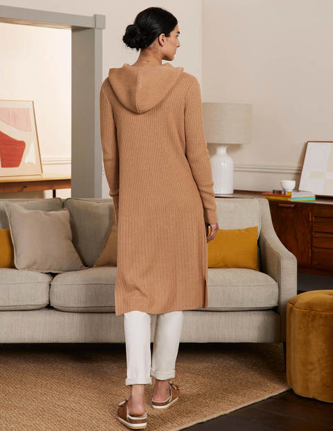 Hooded Relaxed Cardigan - Camel Melange Hooded Relaxed Cardigan - Camel Melange