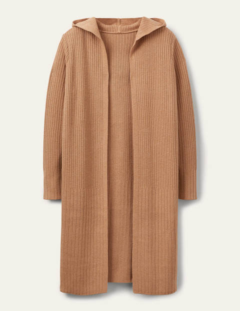 Hooded Relaxed Cardigan - Camel Melange Hooded Relaxed Cardigan - Camel Melange