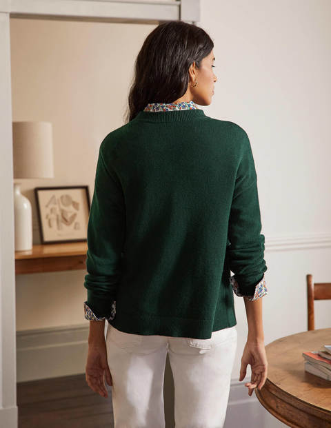 Lockerer Pullover mit Stickerei - Mitternachtsgrün Lockerer Pullover mit Stickerei - Mitternachtsgrün