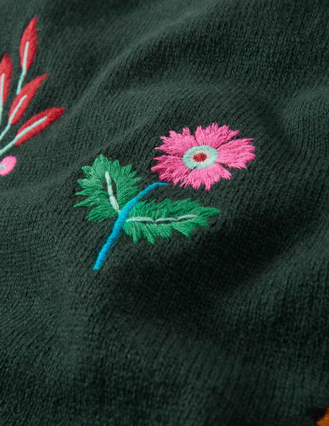 Lockerer Pullover mit Stickerei - Mitternachtsgrün Lockerer Pullover mit Stickerei - Mitternachtsgrün
