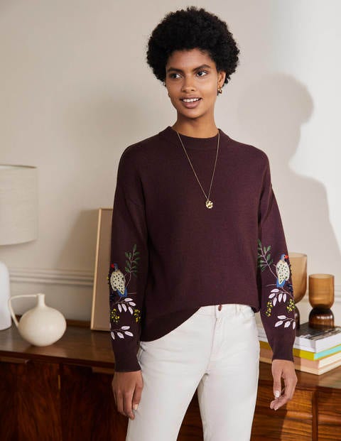Relaxed Embroidered Sweater - Deep Wisteria Relaxed Embroidered Sweater - Deep Wisteria