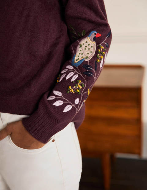 Relaxed Embroidered Sweater - Deep Wisteria Relaxed Embroidered Sweater - Deep Wisteria