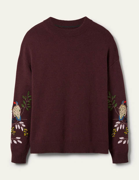 Relaxed Embroidered Sweater - Deep Wisteria Relaxed Embroidered Sweater - Deep Wisteria