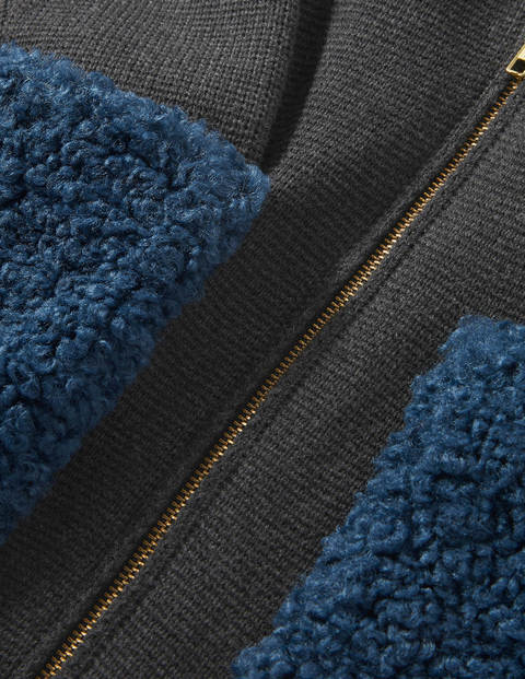 Borg Cropped Coatigan - Charcoal Melange Borg Cropped Coatigan - Charcoal Melange
