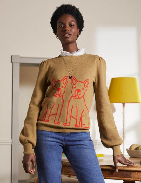 Matilda Blouson Sleeve Jumper - Camel Melange, Bulldog Matilda Blouson Sleeve Jumper - Camel Melange, Bulldog