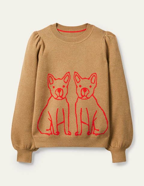 Matilda Blouson Sleeve Jumper - Camel Melange, Bulldog Matilda Blouson Sleeve Jumper - Camel Melange, Bulldog