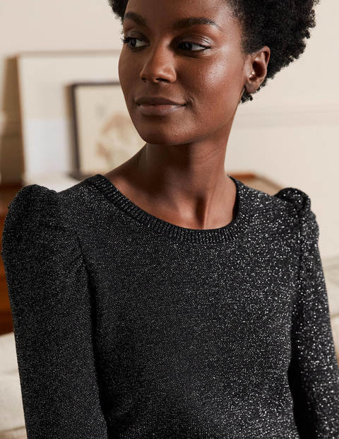 Pull étincelant à manches bouffantes - Étincelle noire Pull étincelant à manches bouffantes - Étincelle noire
